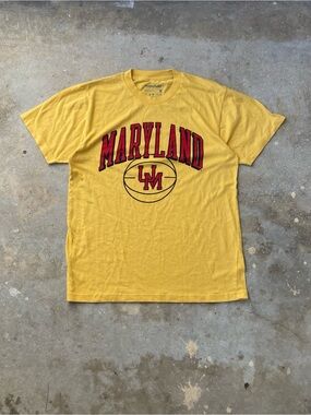 Homefield Maryland Terrapins Retro Basketball T Shirt Medium M Yellow NCAA